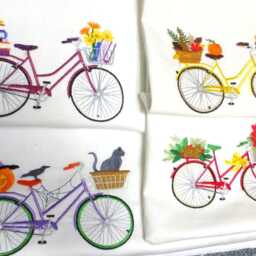 Embroidered Christmas Bicycle Pillow Cover December Holiday Decor - thumbnail 3