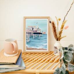 Brighton Art Print, Brighton Pier Travel Print, East Sussex Poster, Beach Print Illustration, British Wall Decor, South England Art - thumbnail 2