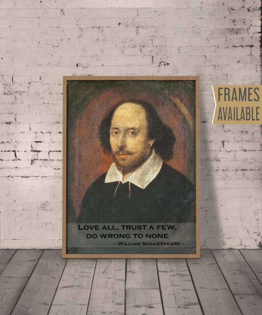 William Shakespeare Poster Inspirational Motivational Quote Typography Print Wall Art Home Decor, Framed Art, Christmas Gift - image 1