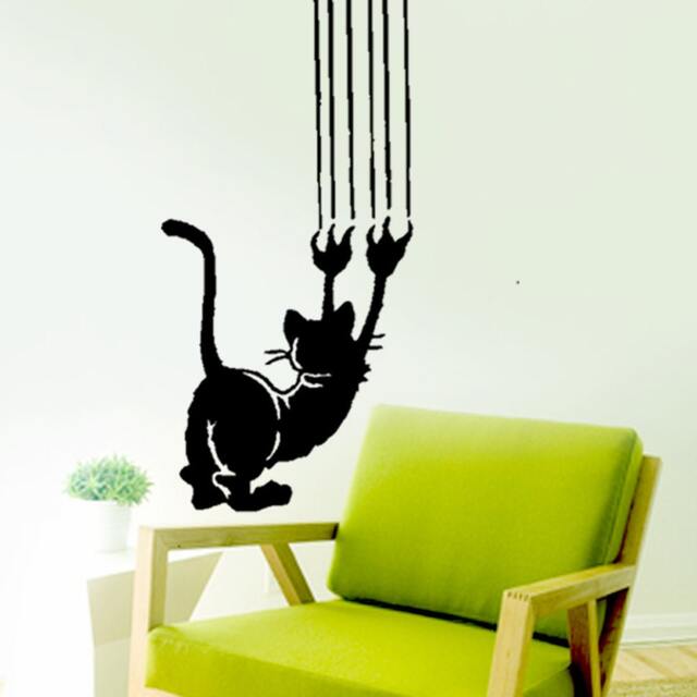 Crazy Scratching Cat - Vinyl Wall Decals Home Decor - image 1