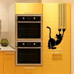Crazy Scratching Cat - Vinyl Wall Decals Home Decor - thumbnail 3