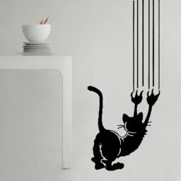 Crazy Scratching Cat - Vinyl Wall Decals Home Decor - thumbnail 2