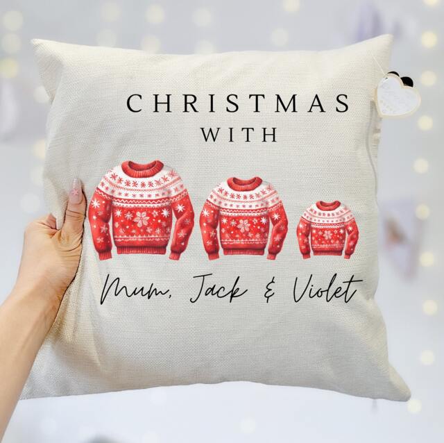 Personalised Christmas Cushion, Custom Family Stocking Pillow, Customized Pillow Cover, Decoration, Gift Idea - image 1