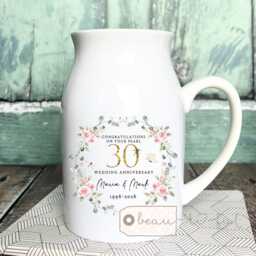 Personalised Pearl Wedding Anniversary Cushion 30Th 30 Anniversary Gift Cushion Ruby Emerald Silver Coral Tin Paper - thumbnail 2