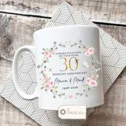 Personalised Pearl Wedding Anniversary Cushion 30Th 30 Anniversary Gift Cushion Ruby Emerald Silver Coral Tin Paper - thumbnail 3