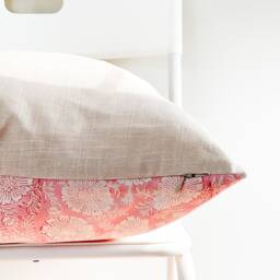 Block Print Pillow Cover Floral Batik, Natural Dyed - 20x20 - thumbnail 3