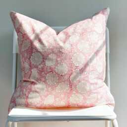 Block Print Pillow Cover Floral Batik, Natural Dyed - 20x20 - thumbnail 2