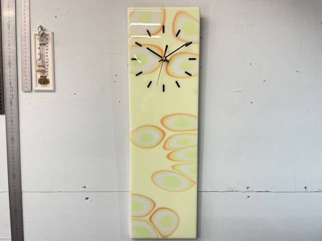Narrow Pale Green Abstract Resin Wall Clock, Long Modern Unusual Home Decor, Luxury Clocks - image 1