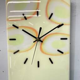 Narrow Pale Green Abstract Resin Wall Clock, Long Modern Unusual Home Decor, Luxury Clocks - thumbnail 2
