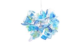 Pendant Lighting, Modern Blue Pendant With Sea Color Flowers & Leaves
