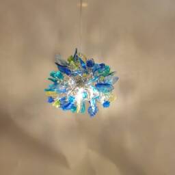 Pendant Lighting, Modern Blue Pendant With Sea Color Flowers & Leaves - thumbnail 4