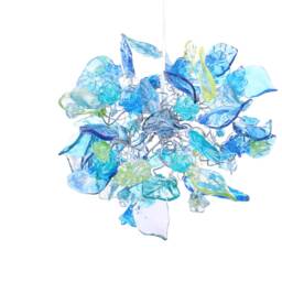 Pendant Lighting, Modern Blue Pendant With Sea Color Flowers & Leaves - thumbnail 3