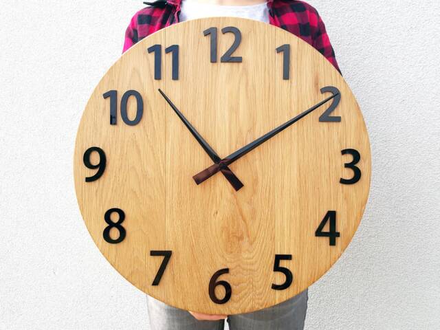 Large Wall Clock Amedeusz Wood - Modernclock, Silent With Black Numbers 49cm/19, 29 - image 1