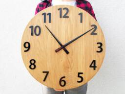 Large Wall Clock Amedeusz Wood - Modernclock, Silent With Black Numbers 49cm/19, 29