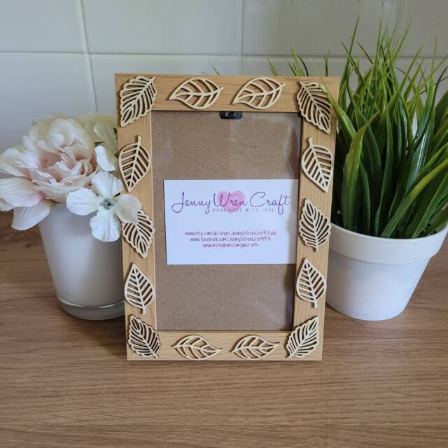 Wooden Leaf Decal Photo Frame 4 X 6 Inches - image 1