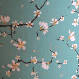 Blue Cherry Blossom Cotton Fabric Lampshade, Blue Floral Printed Table Lamp, Pendant Light, Flower Light Fixture - thumbnail 3
