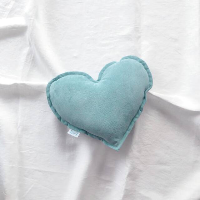 Aqua Blue Velvet Heart Cushion - Green Soft Decorative Pillow - image 1