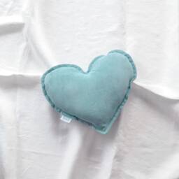Aqua Blue Velvet Heart Cushion - Green Soft Decorative Pillow