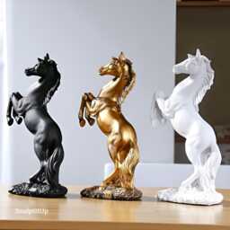 Resin Rearing Horse Statue Modern Equestrian Home Decor - 30.5cm X 17cm - thumbnail 1