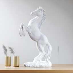Resin Rearing Horse Statue Modern Equestrian Home Decor - 30.5cm X 17cm - thumbnail 3