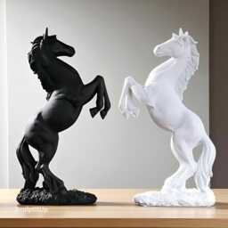 Resin Rearing Horse Statue Modern Equestrian Home Decor - 30.5cm X 17cm - thumbnail 2
