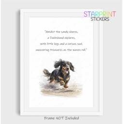 Dachshund Long Haired Black & Tan Dog Print, Beach Poem Unframed A4 Fun Novelty Quote, Lovely Wall Art/Gift Birthday Xmas Poster - thumbnail 1