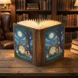 Totoro Book Lamp, Ghibli Decor, Folding Led Light - thumbnail 2