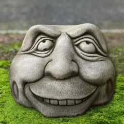 Fantasy Face Statue Concrete Figurine Handmade Whimsical Sculpture Stone Ornament Outdoor Cement Art Modern Garden Gift - thumbnail 2