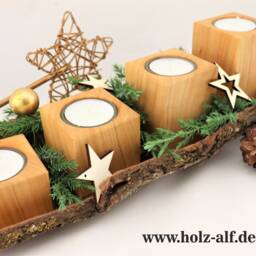 4Pcs Wooden Tealight Holder, Advent Candle, Wreath - thumbnail 2