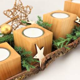 4Pcs Wooden Tealight Holder, Advent Candle, Wreath - thumbnail 3
