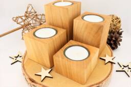4Pcs Wooden Tealight Holder, Advent Candle, Wreath