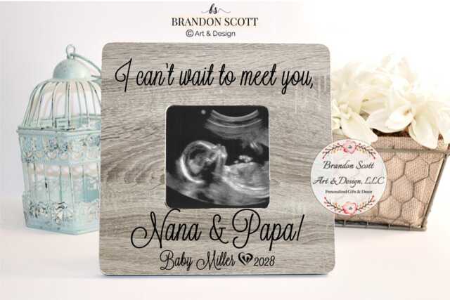 Personalized Ultrasound Picture Frame Pregnancy Announcement Gift, Nana Papa Frame, New Grandparents Frame - image 1