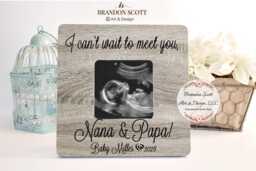 Personalized Ultrasound Picture Frame Pregnancy Announcement Gift, Nana Papa Frame, New Grandparents Frame - thumbnail 1