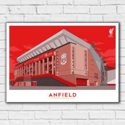 Liverpool Fc Print - Anfield Illustration Outside Stadium Red Sky Poster Lfc Football Art - thumbnail 2