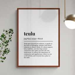 Teulu Welsh Word Definition Wales Gift Wall Art Print - thumbnail 2