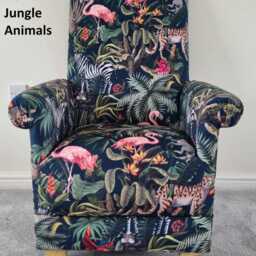 Handcrafted Jungle Animals Velvet Adult Armchair Nursery Accent Chair Blue Zebra Green Mustard Statement Small - thumbnail 3