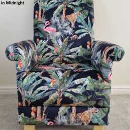 Handcrafted Jungle Animals Velvet Adult Armchair Nursery Accent Chair Blue Zebra Green Mustard Statement Small - thumbnail 2