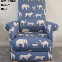 Handcrafted Jungle Animals Velvet Adult Armchair Nursery Accent Chair Blue Zebra Green Mustard Statement Small - thumbnail 3