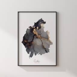 Cumbria Map Black & Gold Wall Art Print - England United Kingdom Great Britain - thumbnail 3