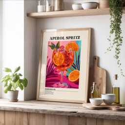 Aperol Spritz Print, Retro Cocktail Kitchen Poster, Trendy Bar Wall Art, Modern Vintage Summer, Ingredients 2999 - thumbnail 3