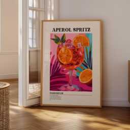 Aperol Spritz Print, Retro Cocktail Kitchen Poster, Trendy Bar Wall Art, Modern Vintage Summer, Ingredients 2999 - thumbnail 2