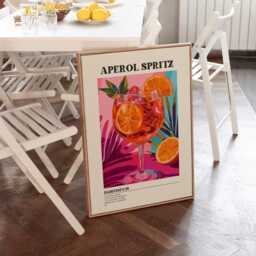 Aperol Spritz Print, Retro Cocktail Kitchen Poster, Trendy Bar Wall Art, Modern Vintage Summer, Ingredients 2999 - thumbnail 1
