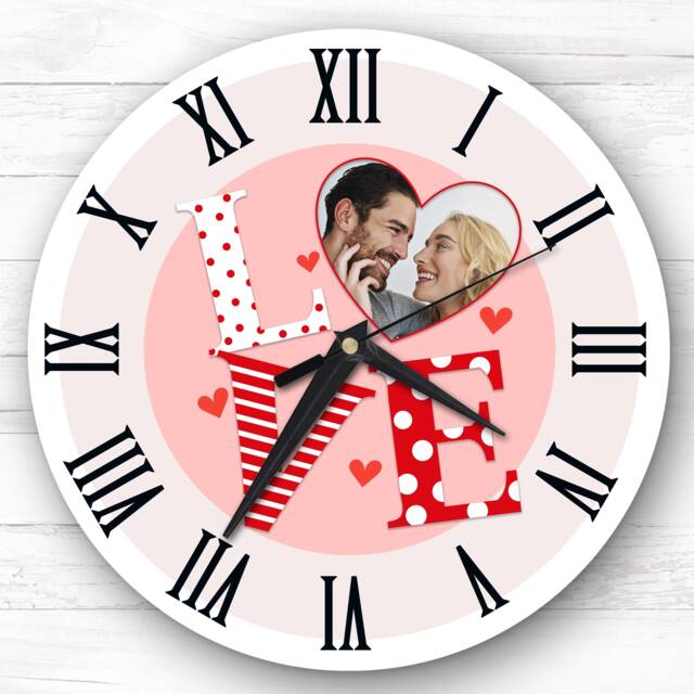 Love Heart Photo Romantic Birthday Or Valentine's Day Gift Personalised Clock - image 1