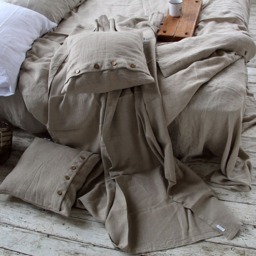 Thick Linen Pillow Cover, Coconut Button Accent - thumbnail 4