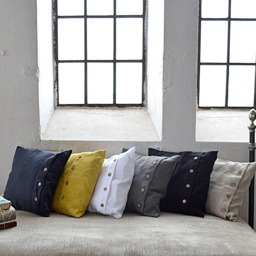 Thick Linen Pillow Cover, Coconut Button Accent - thumbnail 3