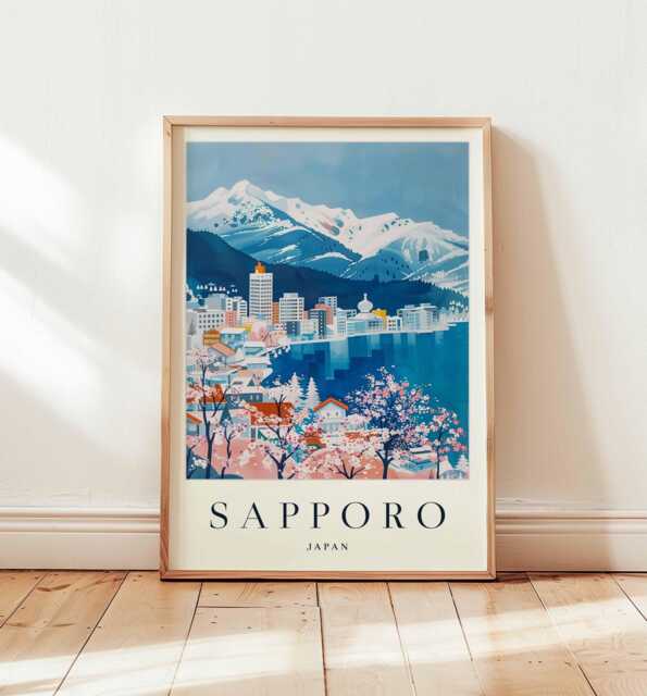 Sapporo Japan Travel Poster Hokkaido Snow Festival Art Print - image 1