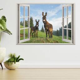 Funny Donkey At Sunset 3D Window View Wall Sticker Poster Decal A914 - thumbnail 2