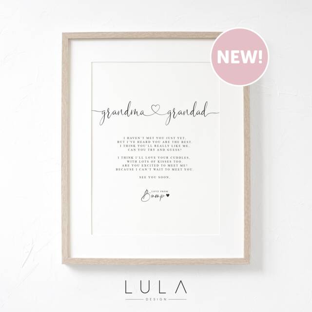 Grandma & Grandad Hello Poem From Bump A4 Or A5 Print, Pregnancy Announcement, Christmas Gift, Grandparents To Be - image 1