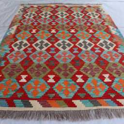 5x7 Ft Flatweave Maimana New Rug, Tribal Afghan Chubi Kilim Turkmen Color Design Oriental Rug, Rug For Bedroom, Living Room Carpet - thumbnail 2