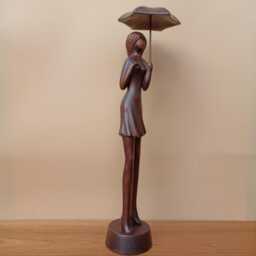 Wood Sculpture Rainy Day Wood Carving Boho Home Decor Gift Idea Valentine's - thumbnail 2